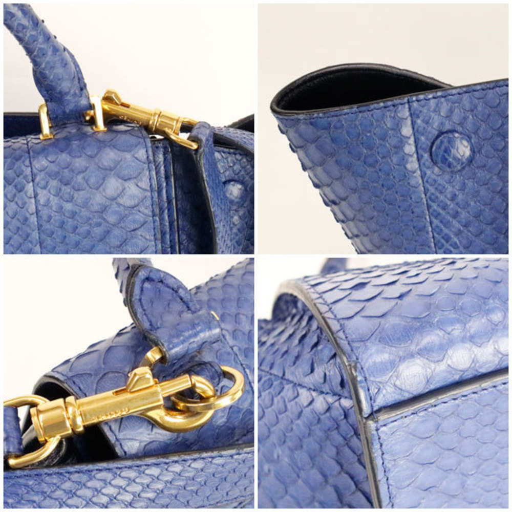Celine 2way Bag Python Leather Blue - image 4